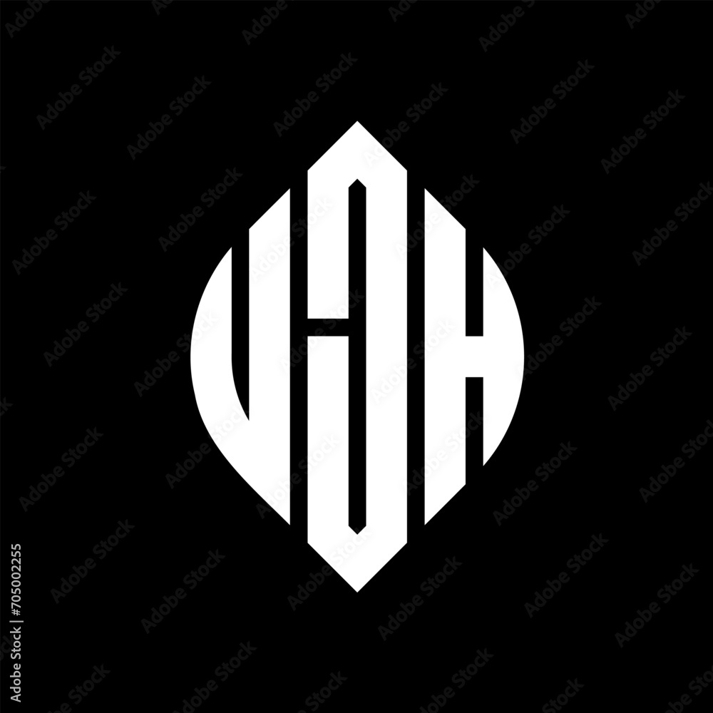 UJH circle letter logo design with circle and ellipse shape. UJH ellipse letters with typographic style. The three initials form a circle logo. UJH circle emblem abstract monogram letter mark vector. UJH circle letter logo design with circle and ellipse shape. UJH ellipse letters with typographic style. The three initials form a circle logo. UJH circle emblem abstract monogram letter mark vector.