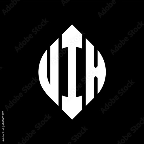 UIX circle letter logo design with circle and ellipse shape. UIX ellipse letters with typographic style. The three initials form a circle logo. UIX circle emblem abstract monogram letter mark vector. photo