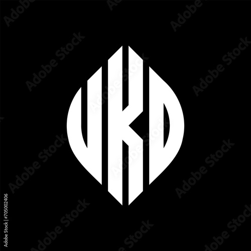 UKO circle letter logo design with circle and ellipse shape. UKO ellipse letters with typographic style. The three initials form a circle logo. UKO circle emblem abstract monogram letter mark vector. photo