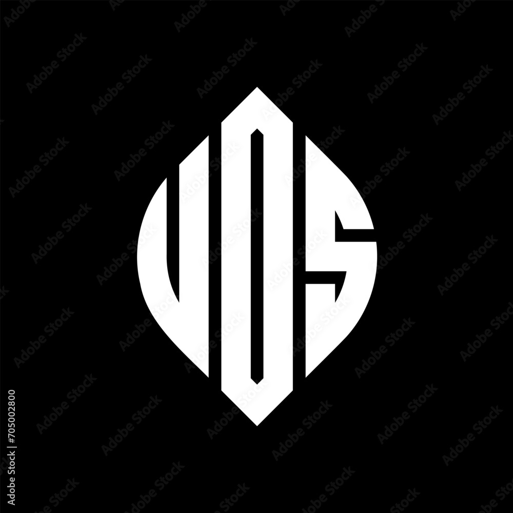 UOS circle letter logo design with circle and ellipse shape. UOS ellipse letters with typographic style. The three initials form a circle logo. UOS circle emblem abstract monogram letter mark vector. UOS circle letter logo design with circle and ellipse shape. UOS ellipse letters with typographic style. The three initials form a circle logo. UOS circle emblem abstract monogram letter mark vector.