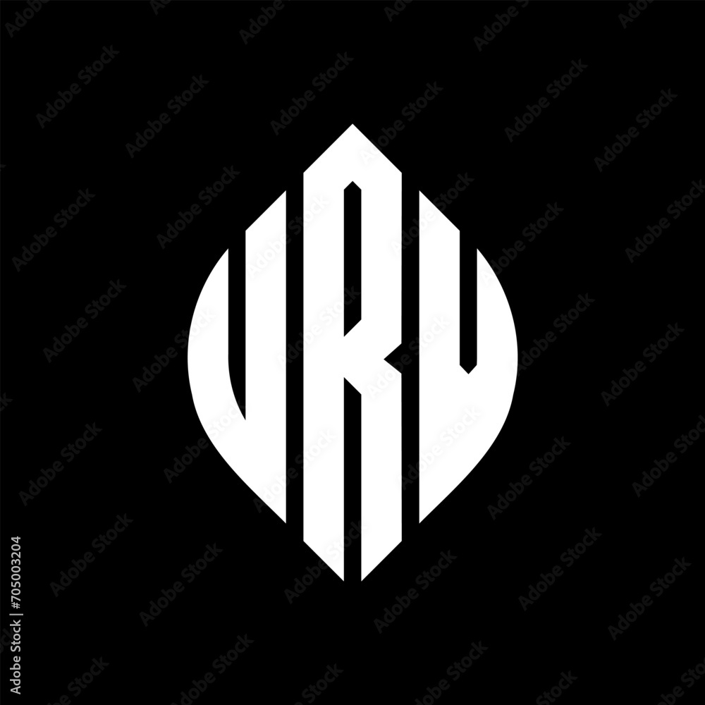 URV circle letter logo design with circle and ellipse shape. URV ellipse letters with typographic style. The three initials form a circle logo. URV circle emblem abstract monogram letter mark vector. URV circle letter logo design with circle and ellipse shape. URV ellipse letters with typographic style. The three initials form a circle logo. URV circle emblem abstract monogram letter mark vector.