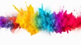 Colorful Rainbow Holi Paint Color Powder Explosion on White Background AI Generated