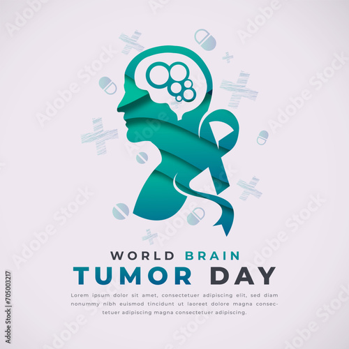 World Brain Tumor Day Paper cut style Vector Design Illustration for Background, Poster, Banner, Advertising, Greeting Card
