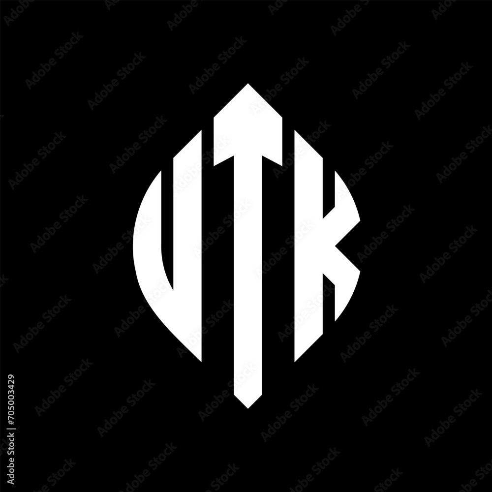 UTK circle letter logo design with circle and ellipse shape. UTK ellipse letters with typographic style. The three initials form a circle logo. UTK circle emblem abstract monogram letter mark vector. UTK circle letter logo design with circle and ellipse shape. UTK ellipse letters with typographic style. The three initials form a circle logo. UTK circle emblem abstract monogram letter mark vector.