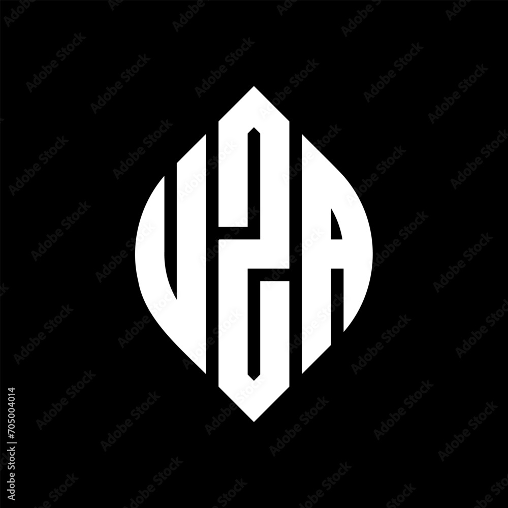 UZA circle letter logo design with circle and ellipse shape. UZA ellipse letters with typographic style. The three initials form a circle logo. UZA circle emblem abstract monogram letter mark vector. UZA circle letter logo design with circle and ellipse shape. UZA ellipse letters with typographic style. The three initials form a circle logo. UZA circle emblem abstract monogram letter mark vector.