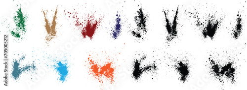 Vector stains hand-drawn ink splatter wheat, orange, red, black, green, purple color blood vector brush strokes set