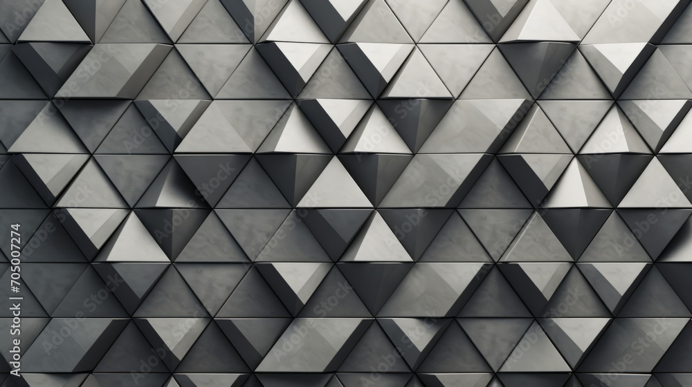 Futuristic Concrete Wall with Triangular Tiles AI Generated