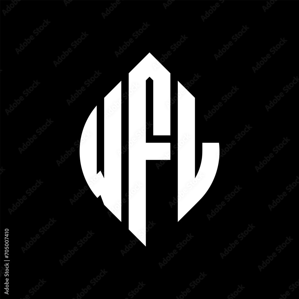 WFL circle letter logo design with circle and ellipse shape. WFL ellipse letters with typographic style. The three initials form a circle logo. WFL circle emblem abstract monogram letter mark vector. WFL circle letter logo design with circle and ellipse shape. WFL ellipse letters with typographic style. The three initials form a circle logo. WFL circle emblem abstract monogram letter mark vector.