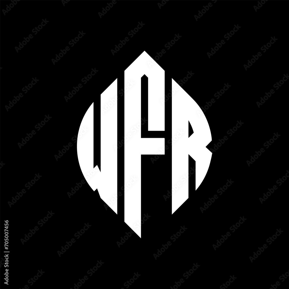 WFR circle letter logo design with circle and ellipse shape. WFR ellipse letters with typographic style. The three initials form a circle logo. WFR circle emblem abstract monogram letter mark vector. WFR circle letter logo design with circle and ellipse shape. WFR ellipse letters with typographic style. The three initials form a circle logo. WFR circle emblem abstract monogram letter mark vector.