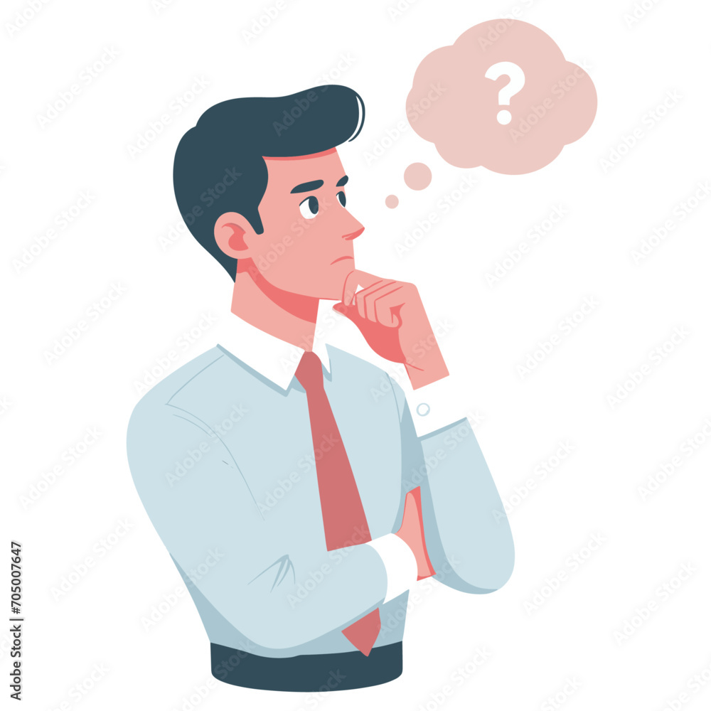 Business man thinking vector art illustration, thinking man vector Business man thinking vector art illustration, thinking man vector
