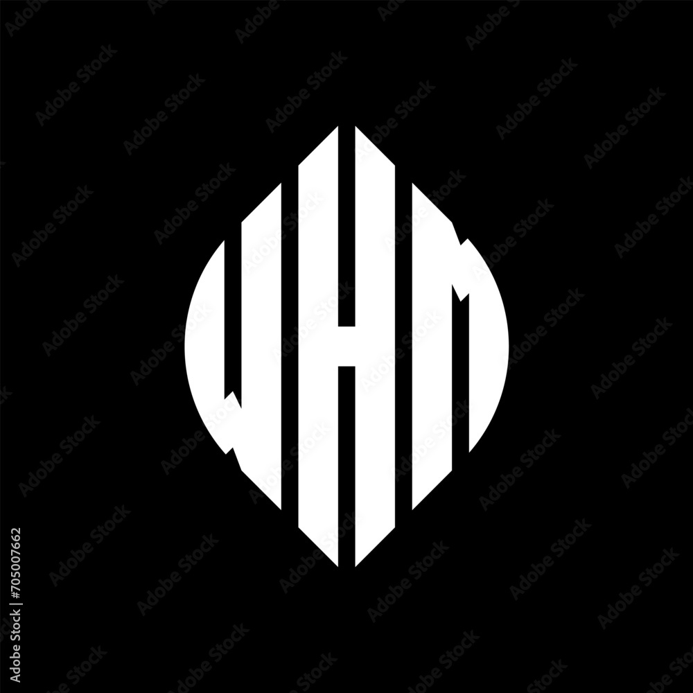 WHM circle letter logo design with circle and ellipse shape. WHM ellipse letters with typographic style. The three initials form a circle logo. WHM circle emblem abstract monogram letter mark vector. WHM circle letter logo design with circle and ellipse shape. WHM ellipse letters with typographic style. The three initials form a circle logo. WHM circle emblem abstract monogram letter mark vector.