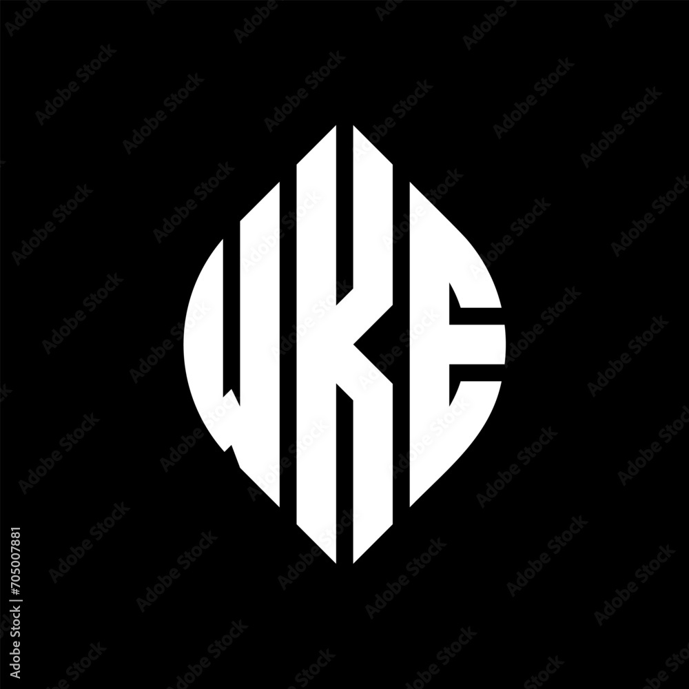 WKE circle letter logo design with circle and ellipse shape. WKE ellipse letters with typographic style. The three initials form a circle logo. WKE circle emblem abstract monogram letter mark vector. WKE circle letter logo design with circle and ellipse shape. WKE ellipse letters with typographic style. The three initials form a circle logo. WKE circle emblem abstract monogram letter mark vector.
