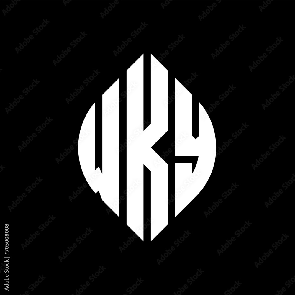 WKY circle letter logo design with circle and ellipse shape. WKY ellipse letters with typographic style. The three initials form a circle logo. WKY circle emblem abstract monogram letter mark vector. WKY circle letter logo design with circle and ellipse shape. WKY ellipse letters with typographic style. The three initials form a circle logo. WKY circle emblem abstract monogram letter mark vector.