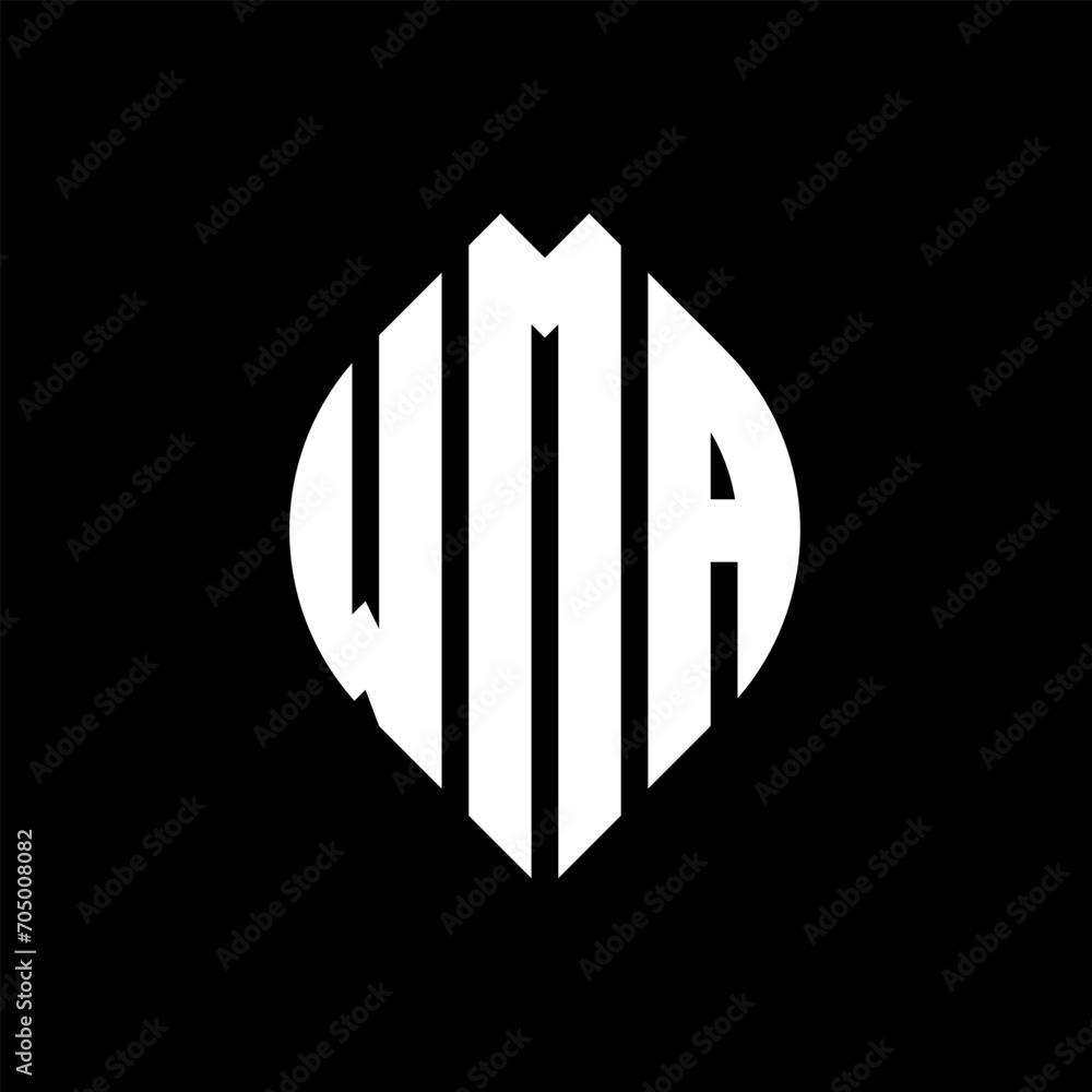 WMA circle letter logo design with circle and ellipse shape. WMA ellipse letters with typographic style. The three initials form a circle logo. WMA circle emblem abstract monogram letter mark vector. WMA circle letter logo design with circle and ellipse shape. WMA ellipse letters with typographic style. The three initials form a circle logo. WMA circle emblem abstract monogram letter mark vector.