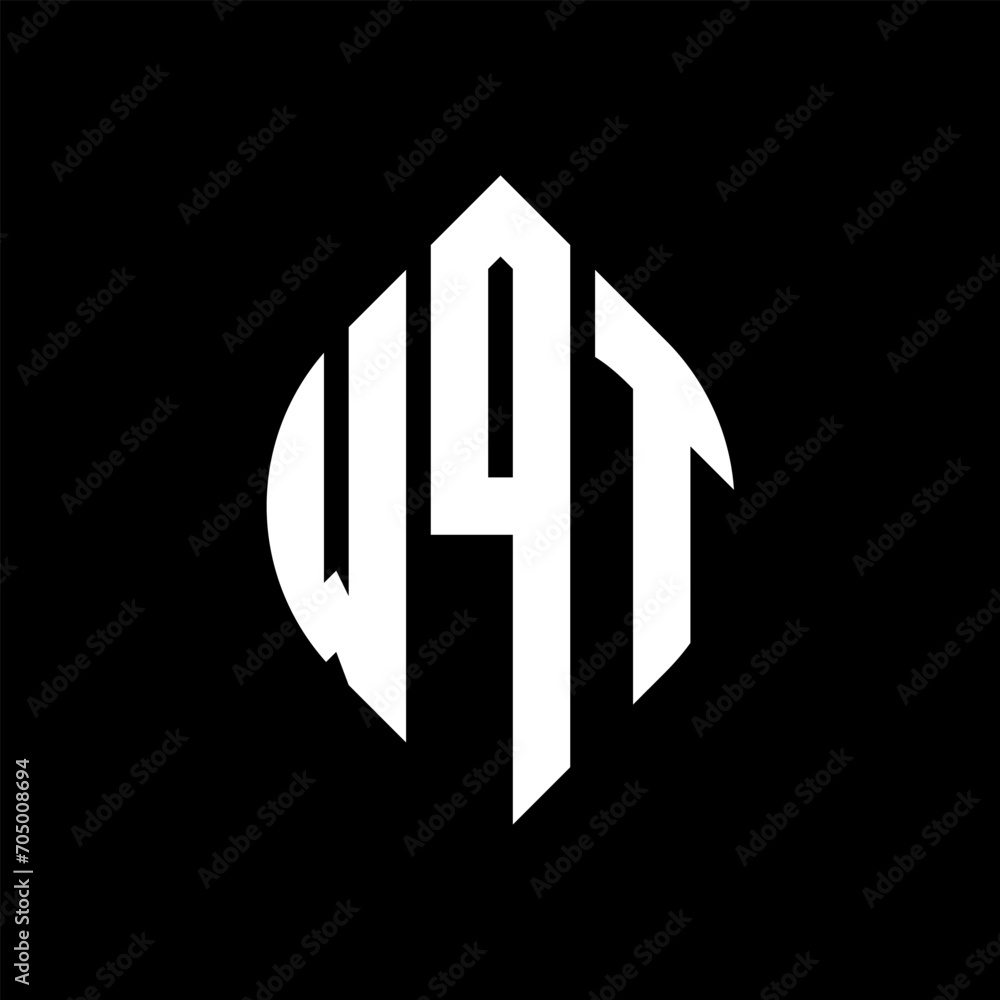 WQT circle letter logo design with circle and ellipse shape. WQT ellipse letters with typographic style. The three initials form a circle logo. WQT circle emblem abstract monogram letter mark vector. WQT circle letter logo design with circle and ellipse shape. WQT ellipse letters with typographic style. The three initials form a circle logo. WQT circle emblem abstract monogram letter mark vector.