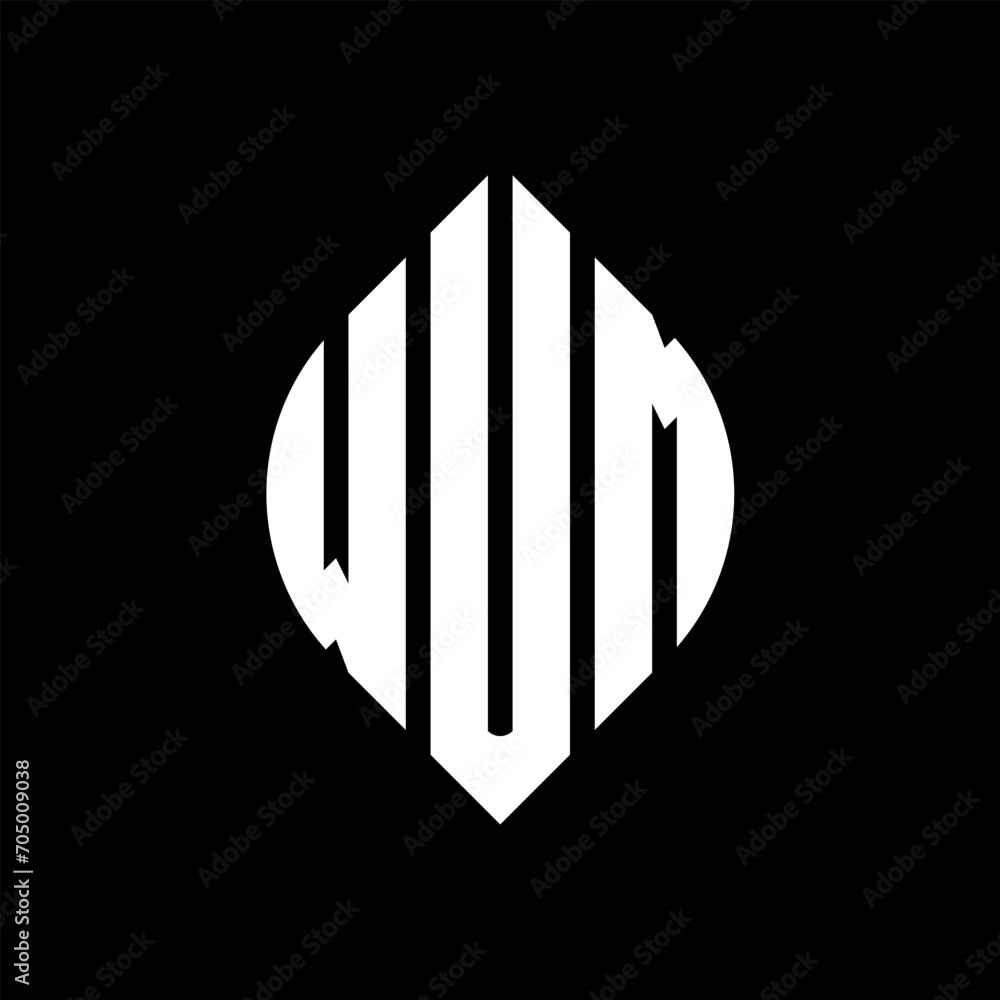 WUM circle letter logo design with circle and ellipse shape. WUM ellipse letters with typographic style. The three initials form a circle logo. WUM circle emblem abstract monogram letter mark vector. WUM circle letter logo design with circle and ellipse shape. WUM ellipse letters with typographic style. The three initials form a circle logo. WUM circle emblem abstract monogram letter mark vector.