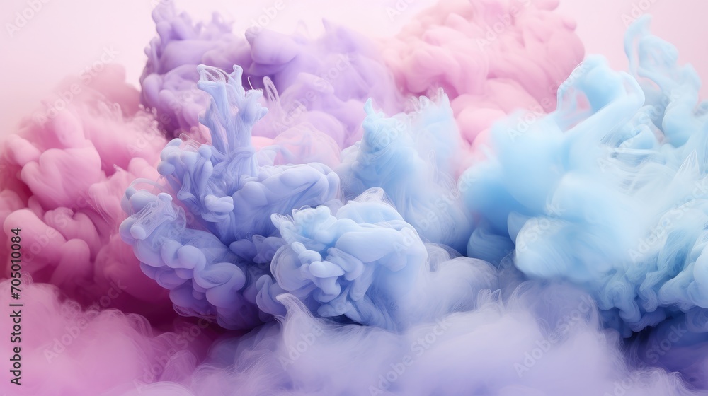 Fototapeta premium Dreamy Pastel Cloudscape: An Abstract Symphony in Powdered Pink and Blue - Generative AI