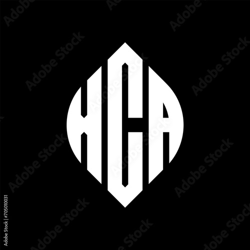 XCA circle letter logo design with circle and ellipse shape. XCA ellipse letters with typographic style. The three initials form a circle logo. XCA circle emblem abstract monogram letter mark vector.