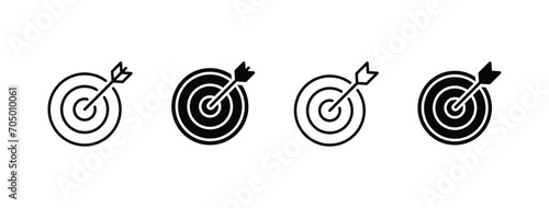 target icon. Target with arrow thin line icon. Vector illustration