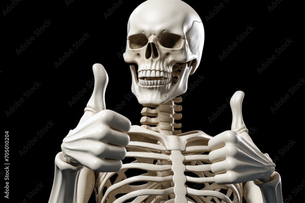 Skeleton Thumbs Up: A Humorous Bone-Chilling Approval Sign Made with Generative AI Skeleton Thumbs Up: A Humorous Bone-Chilling Approval Sign Made with Generative AI