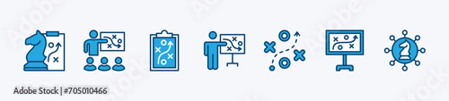 Business strategy thin line icon set. Strategy management and planning concept. Action plan, solutions, plans, and success targets. Vector illustration