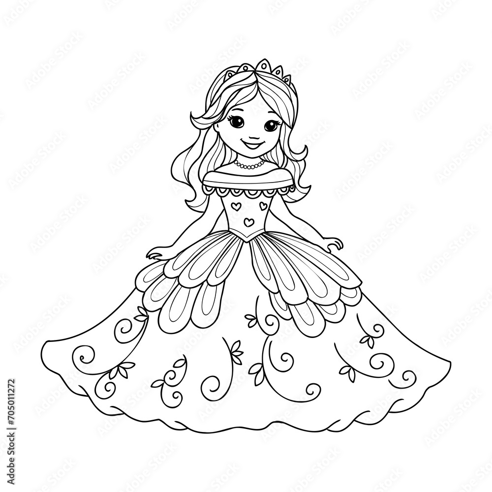 Fototapeta premium Little Princess Coloring page for kids