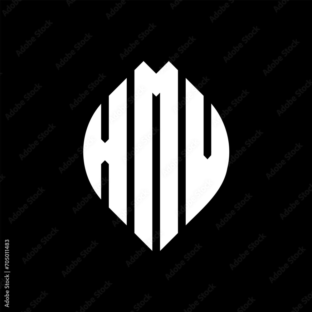XMV circle letter logo design with circle and ellipse shape. XMV ellipse letters with typographic style. The three initials form a circle logo. XMV circle emblem abstract monogram letter mark vector. XMV circle letter logo design with circle and ellipse shape. XMV ellipse letters with typographic style. The three initials form a circle logo. XMV circle emblem abstract monogram letter mark vector.