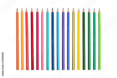 Color pencils, wooden multicolor pencil on transparent background png
