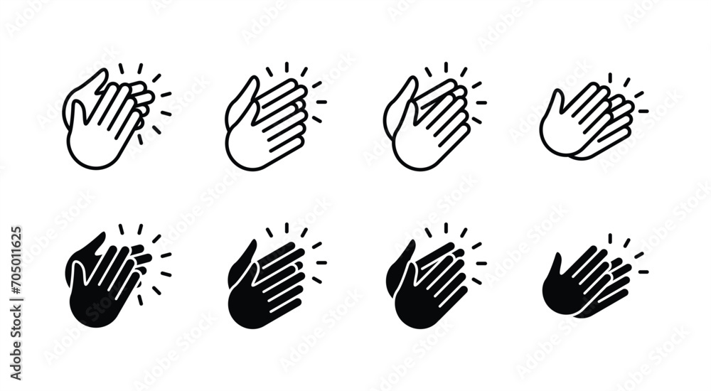 Applause audience icon. Clapping hands thin line icon. Clap, plaudits, bravo, congrats, and standing ovation icons symbol. Vector illustration Applause audience icon. Clapping hands thin line icon. Clap, plaudits, bravo, congrats, and standing ovation icons symbol. Vector illustration
