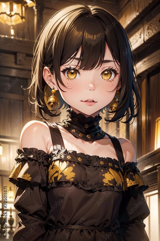 Fototapeta premium Illustration of a cute anime girl