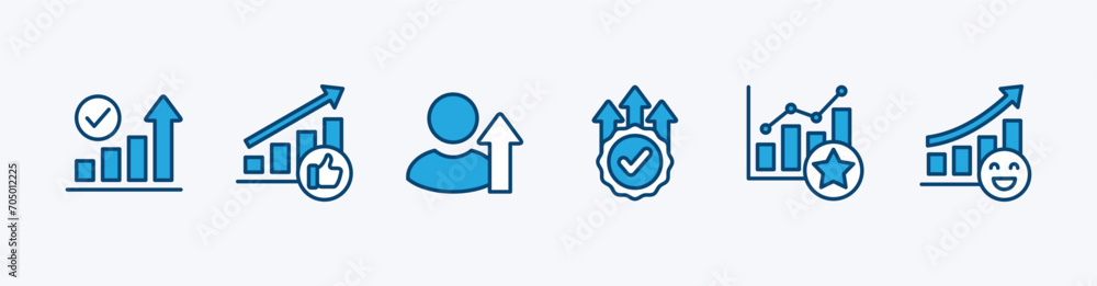 Business growth icon. Successful business report development icons symbol collection. Growth success, chart. Vector illustration Business growth icon. Successful business report development icons symbol collection. Growth success, chart. Vector illustration