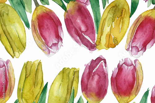 Watercolor illustration of a abstract spring flowers background with a copy space / aquarell spring flowers photo