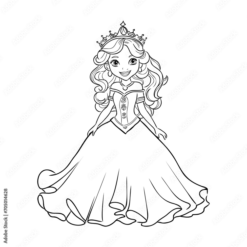 Fototapeta premium Little Princess Coloring page for kids