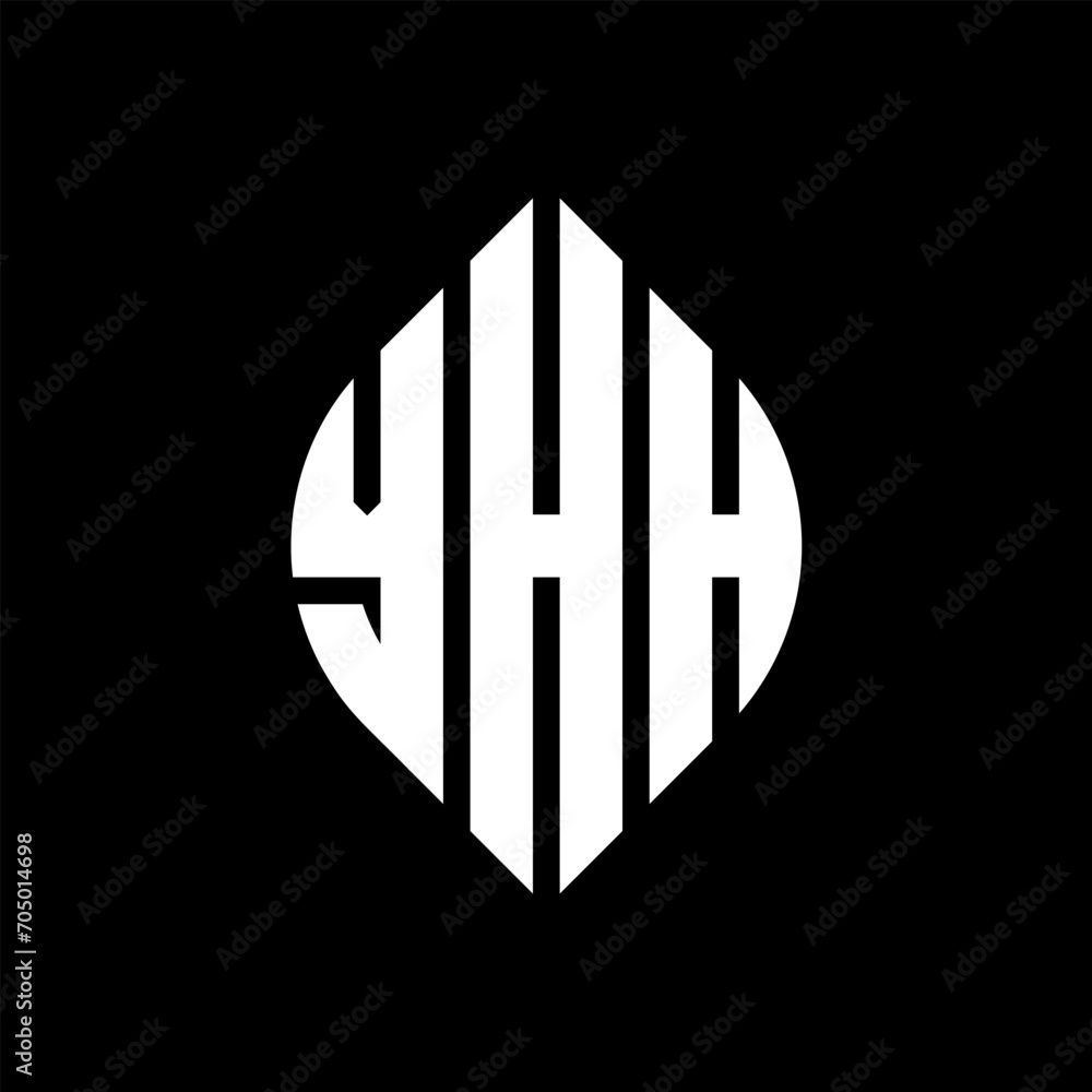 YHH circle letter logo design with circle and ellipse shape. YHH ellipse letters with typographic style. The three initials form a circle logo. YHH circle emblem abstract monogram letter mark vector. YHH circle letter logo design with circle and ellipse shape. YHH ellipse letters with typographic style. The three initials form a circle logo. YHH circle emblem abstract monogram letter mark vector.