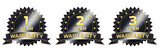 1,2,3 year black and gold warranty label icons isolated