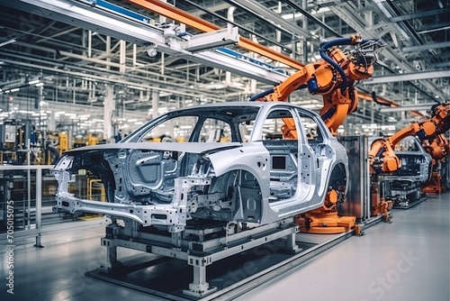 Modern automated car production line photo