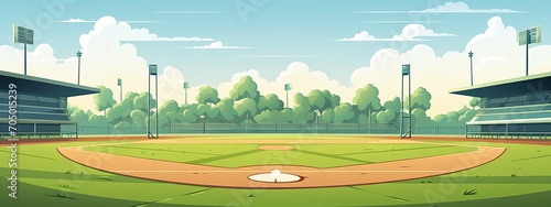 baseball stadium in simple cartoon style.