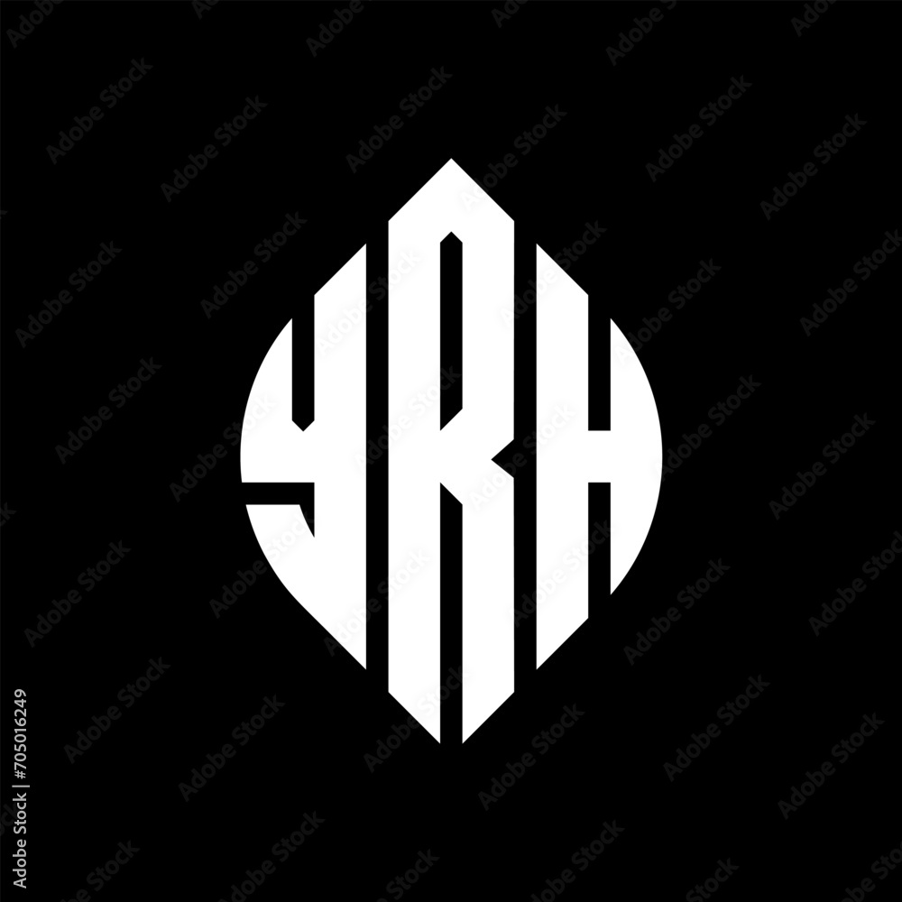 YRH circle letter logo design with circle and ellipse shape. YRH ellipse letters with typographic style. The three initials form a circle logo. YRH circle emblem abstract monogram letter mark vector. YRH circle letter logo design with circle and ellipse shape. YRH ellipse letters with typographic style. The three initials form a circle logo. YRH circle emblem abstract monogram letter mark vector.