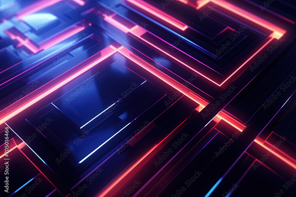 3d abstract background with glowing neon lines in dark space. Generative Ai 3d abstract background with glowing neon lines in dark space. Generative Ai