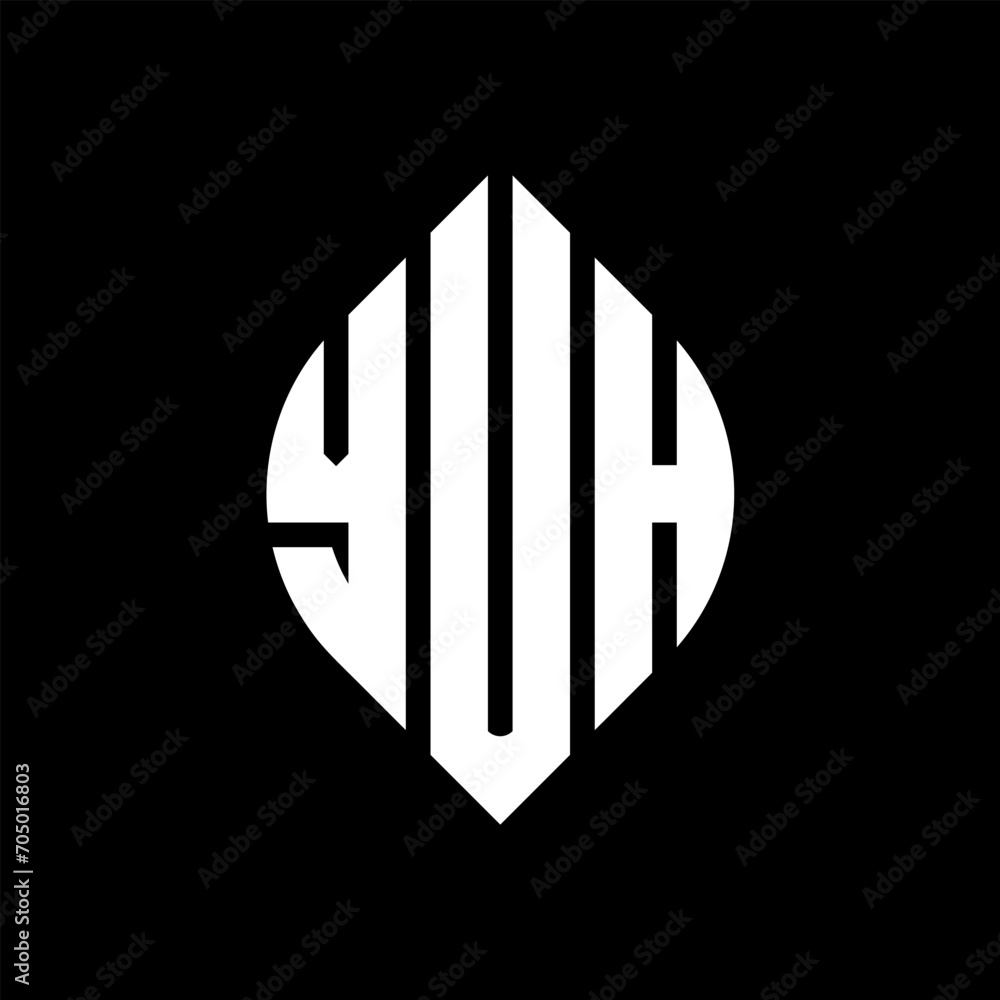 YUH circle letter logo design with circle and ellipse shape. YUH ellipse letters with typographic style. The three initials form a circle logo. YUH circle emblem abstract monogram letter mark vector. YUH circle letter logo design with circle and ellipse shape. YUH ellipse letters with typographic style. The three initials form a circle logo. YUH circle emblem abstract monogram letter mark vector.