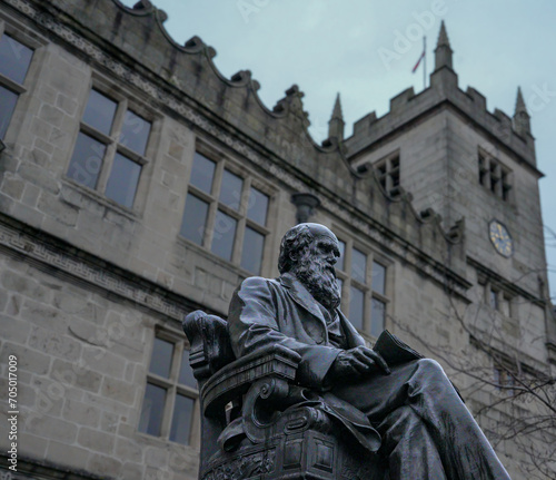 Statue of Charles Darwin in Shrewsbury UK
