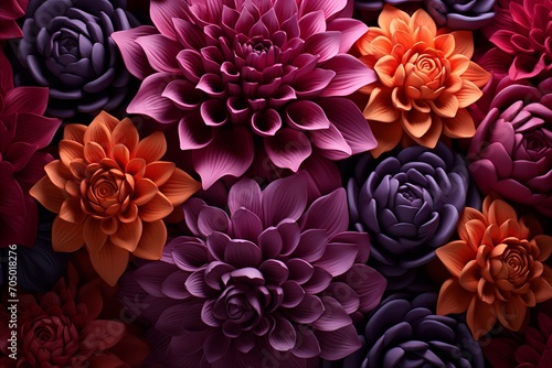 Artistic Geometric Fantasy Flowers - Abstract 3D Render with Bright  Vivid Colours Background
