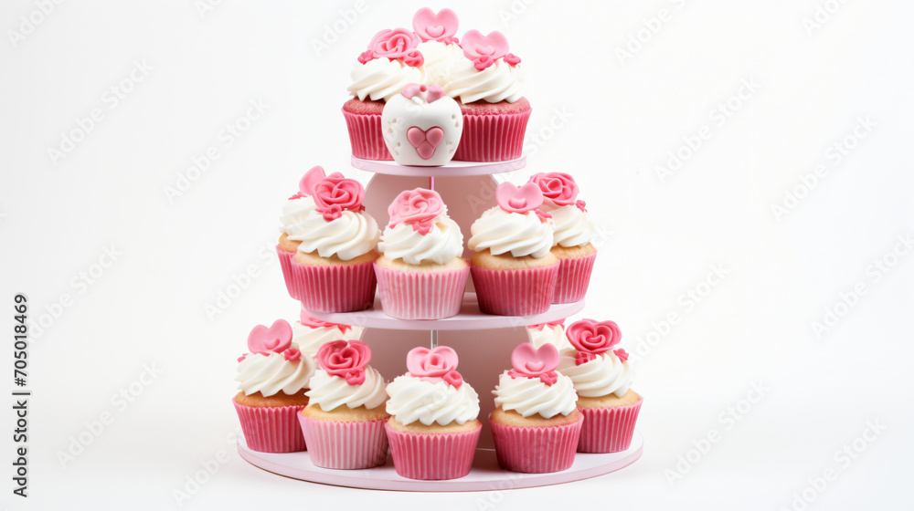 Cupcake tower with romantic toppers