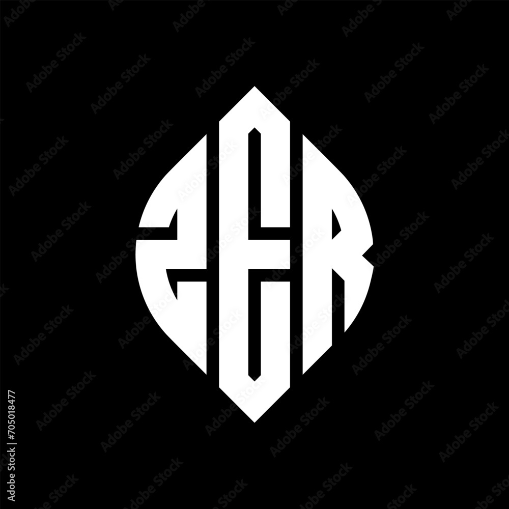 Obraz premium ZER circle letter logo design with circle and ellipse shape. ZER ellipse letters with typographic style. The three initials form a circle logo. ZER circle emblem abstract monogram letter mark vector.