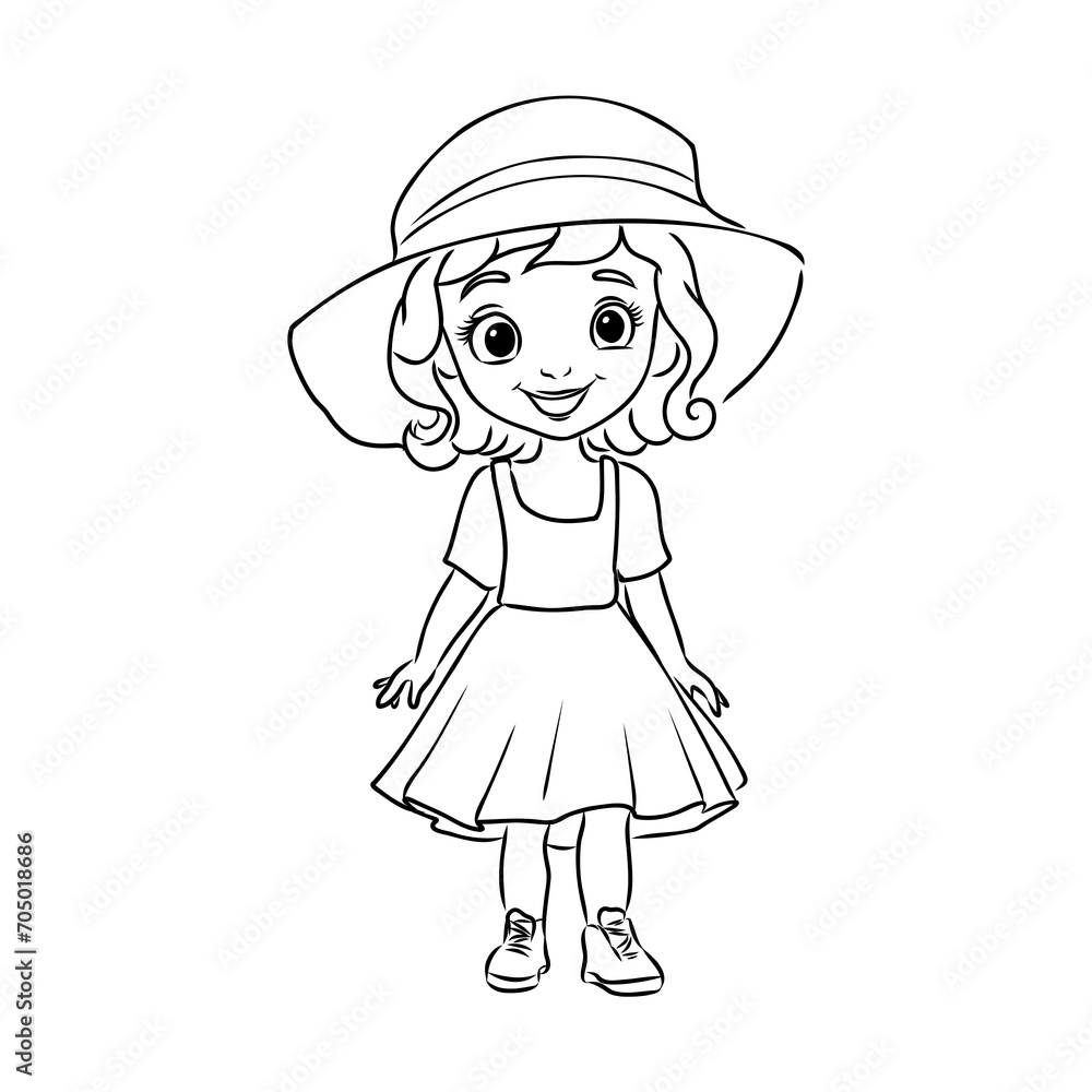 Girl cartoon,vector illustration isolated on white background,coloring book pages. Girl cartoon,vector illustration isolated on white background,coloring book pages.