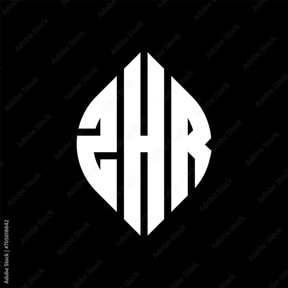 ZHR circle letter logo design with circle and ellipse shape. ZHR ellipse letters with typographic style. The three initials form a circle logo. ZHR circle emblem abstract monogram letter mark vector. ZHR circle letter logo design with circle and ellipse shape. ZHR ellipse letters with typographic style. The three initials form a circle logo. ZHR circle emblem abstract monogram letter mark vector.