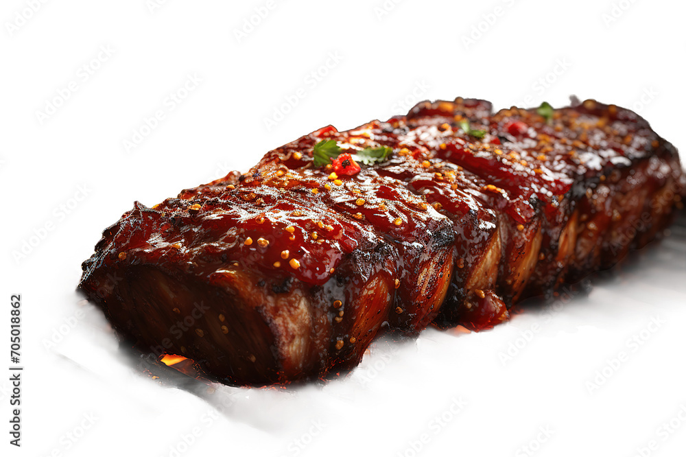 Closeup Food Grilled Steak Roastisolated on PNG Background. Generative Ai.