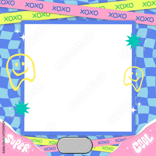 Frame Y2k style Main color blue and light blue