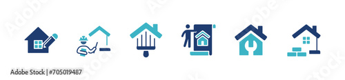home repair construction icon set house building renovation improvement vector illustration