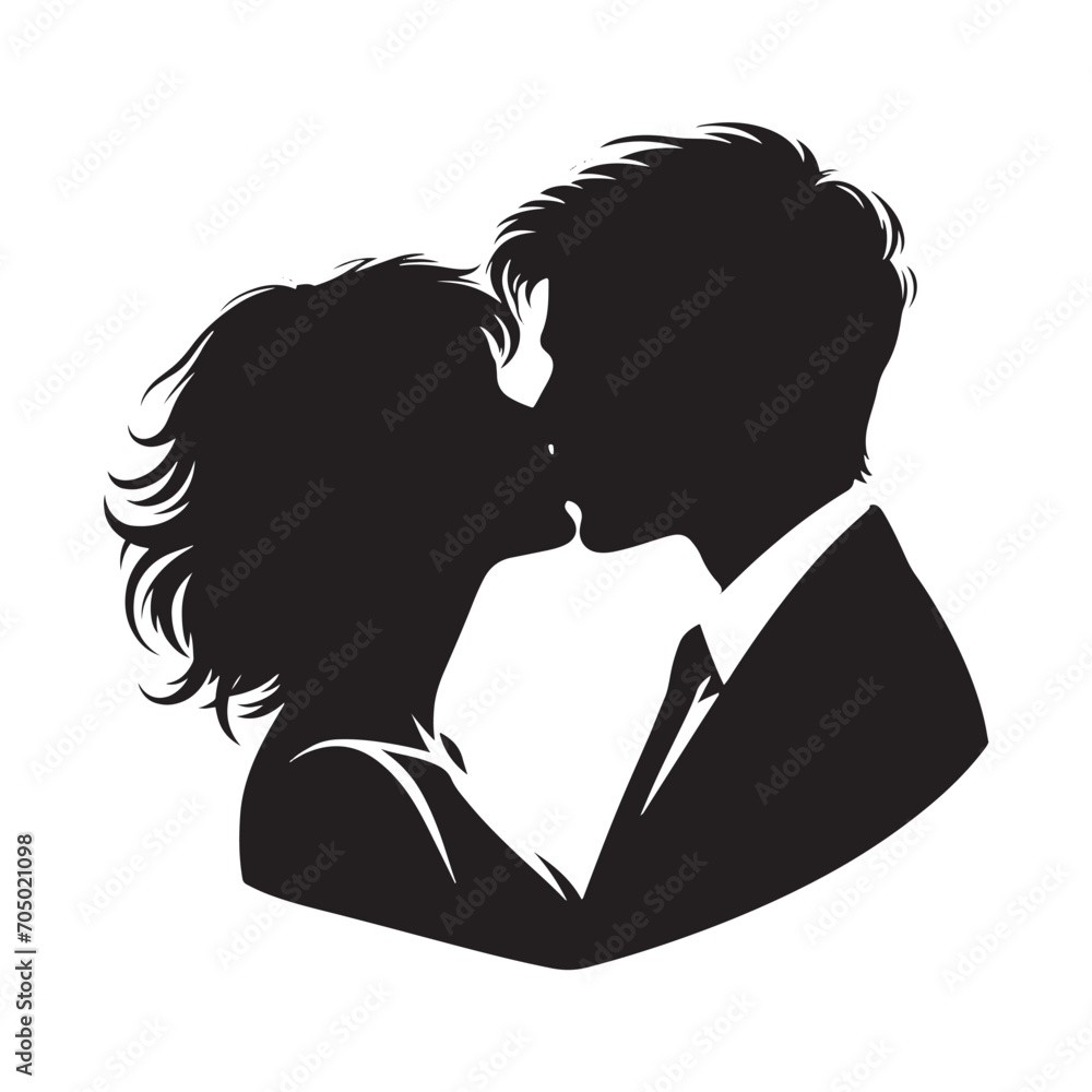 Twilight Valentine Embrace Bliss Silhouette: Captivating Stock Image - Valentine Day Black Vector Stock
